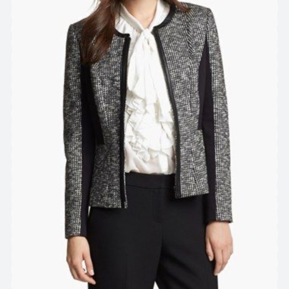 Classiques Entier Houndstooth Knit wool career Jacket size small - Picture 1 of 8
